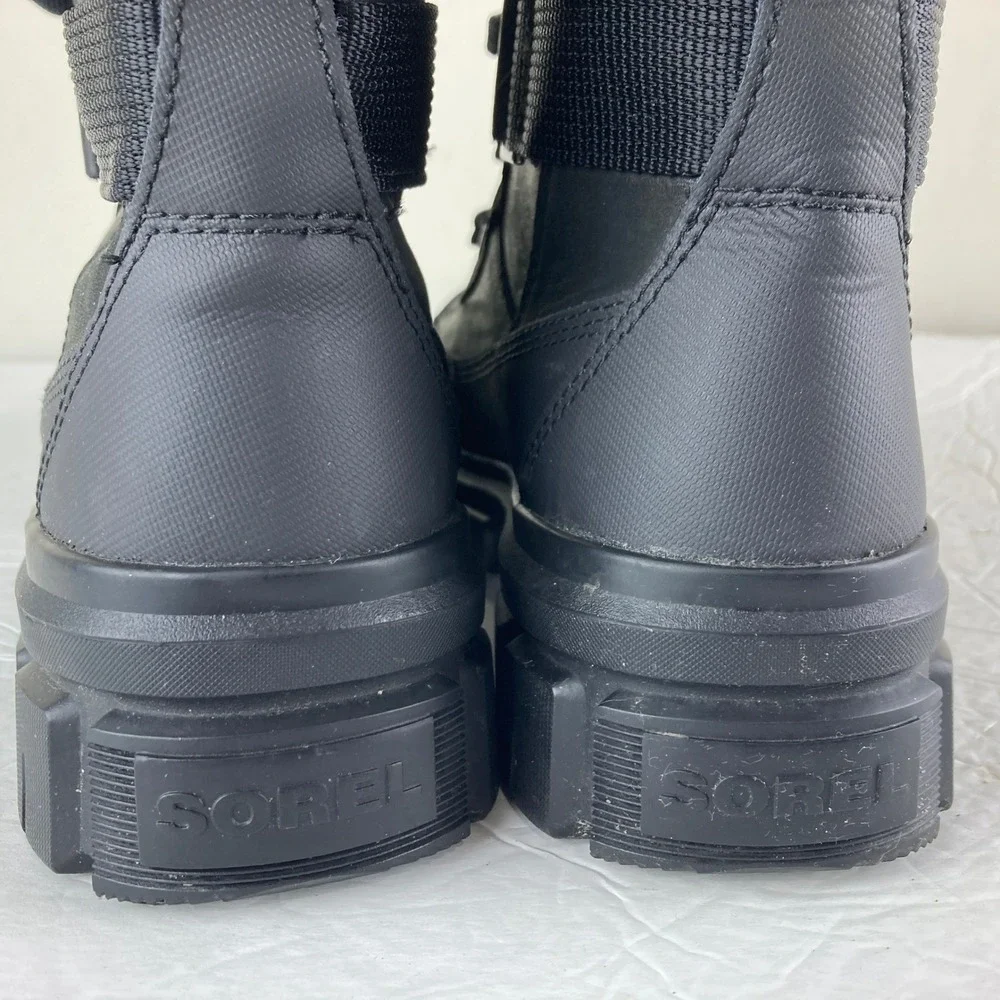 Sorel Brex Winter Snow Boot Waterproof Women 8.5 Black Shearling Lined Gorpcore
